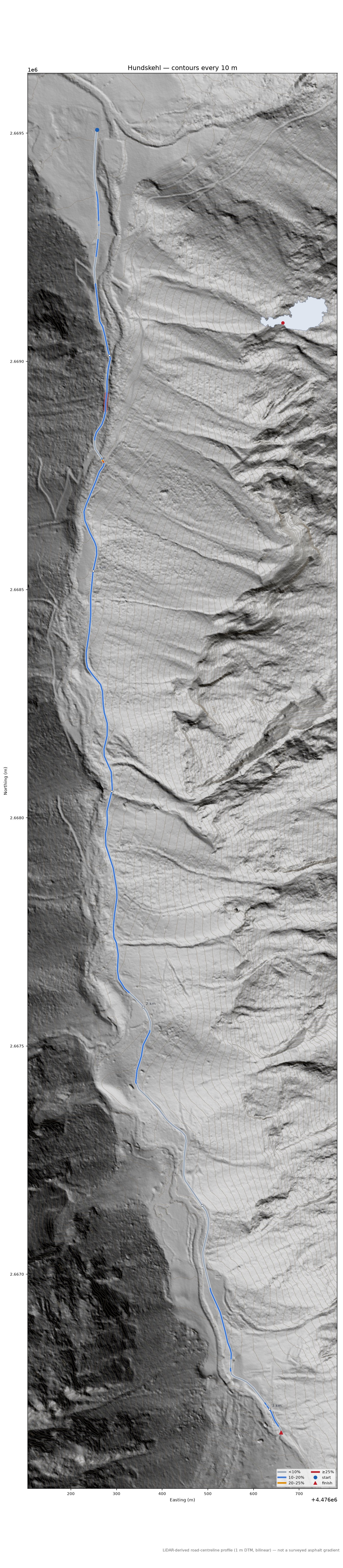 Hundskehl LiDAR hillshade map with contours