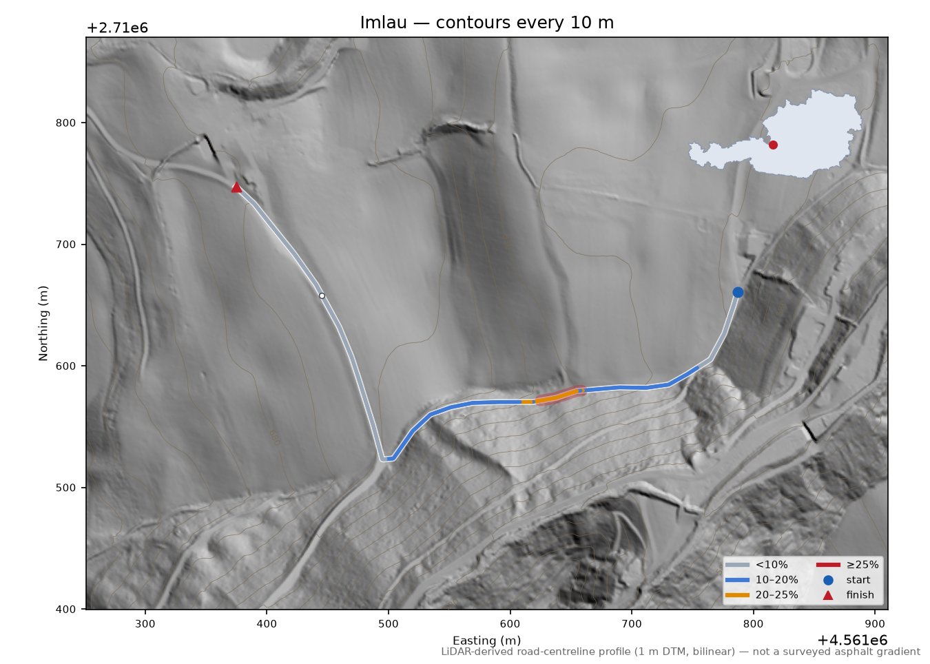 Imlau LiDAR hillshade map with contours