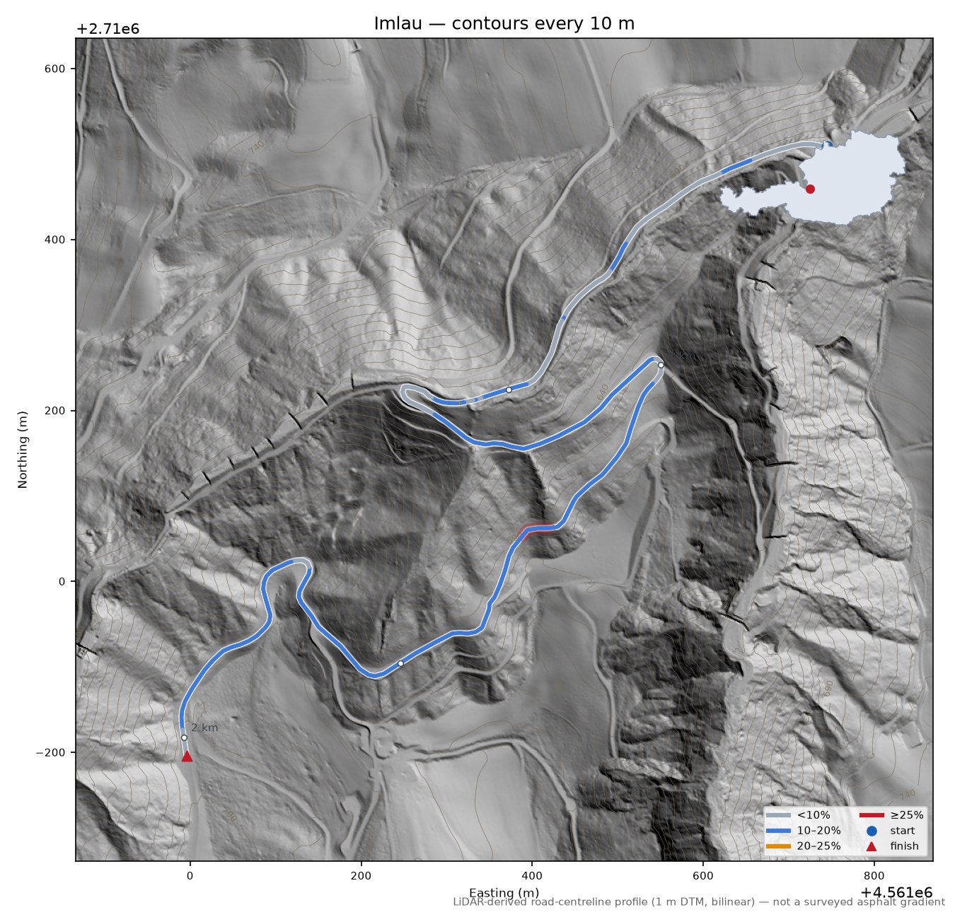 Imlau LiDAR hillshade map with contours