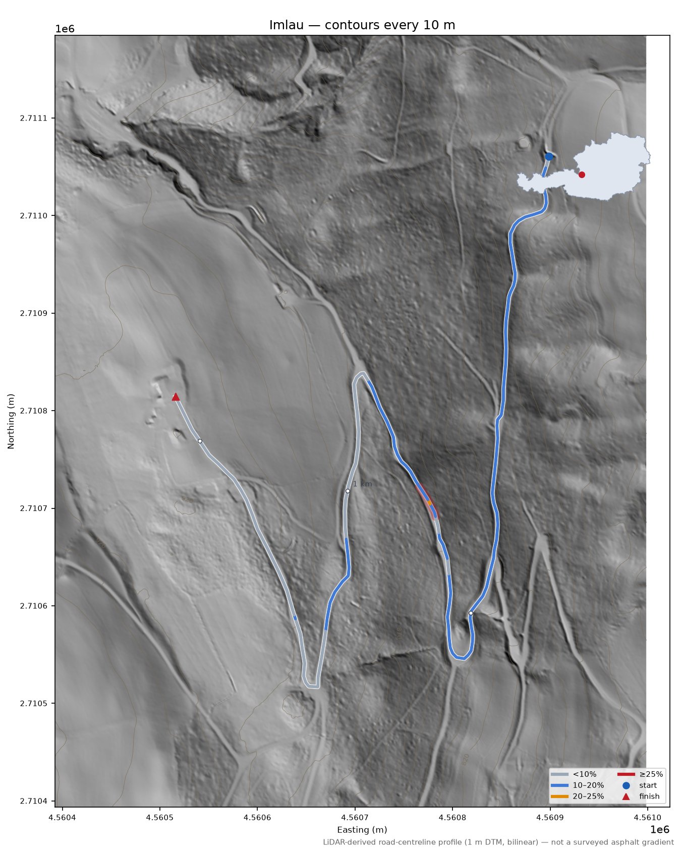 Imlau LiDAR hillshade map with contours