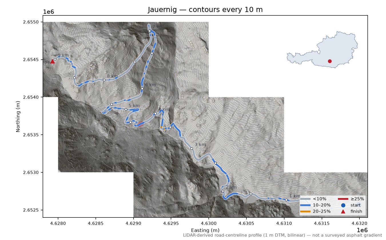 Jauernig LiDAR hillshade map with contours