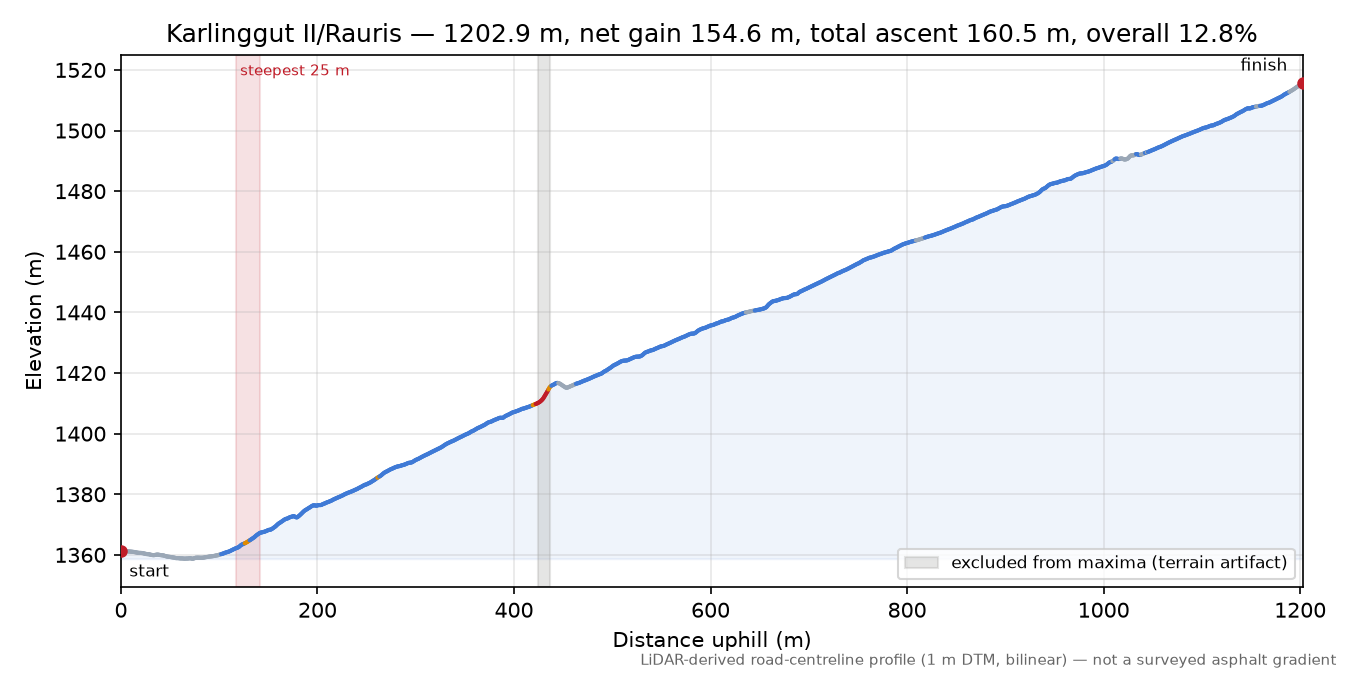 Karlinggut II/Rauris elevation profile