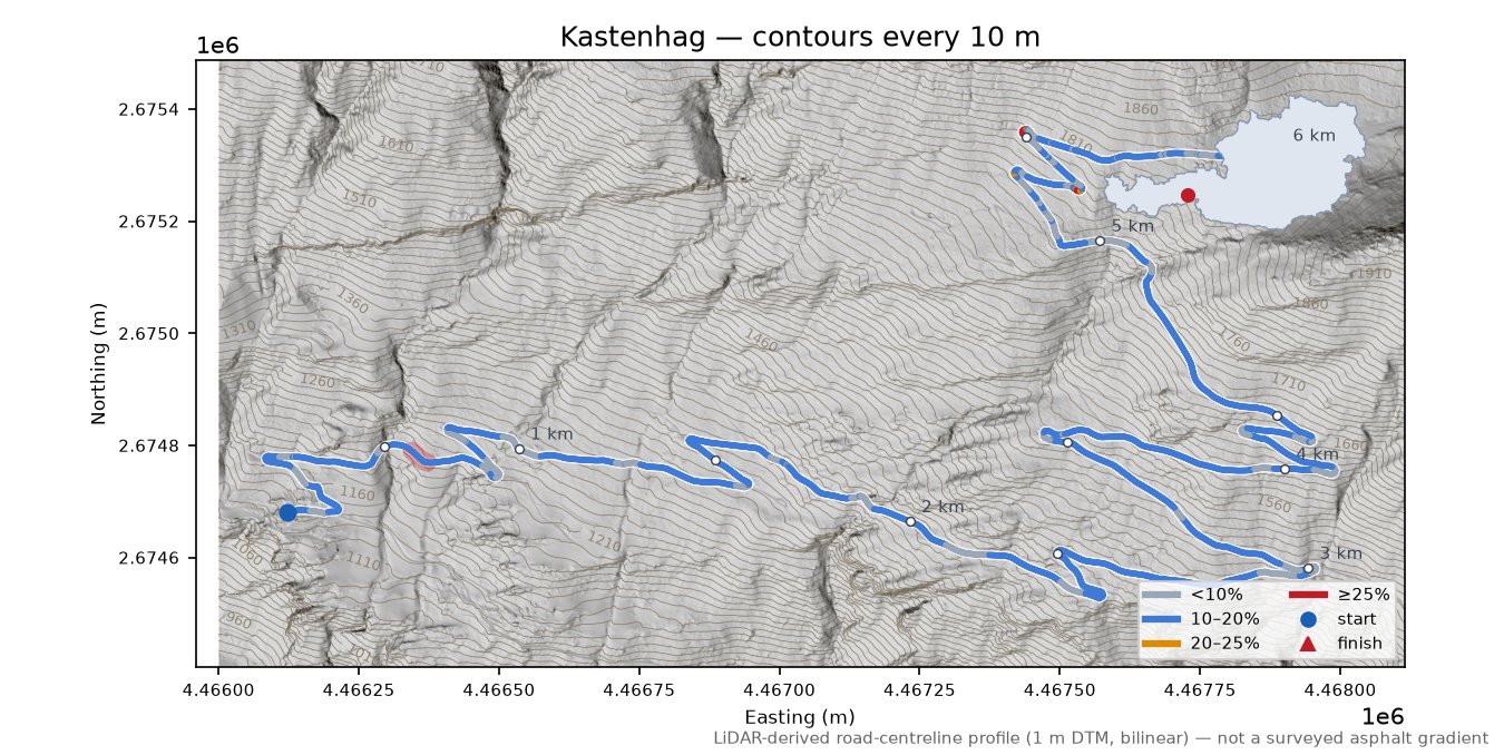 Kastenhag LiDAR hillshade map with contours