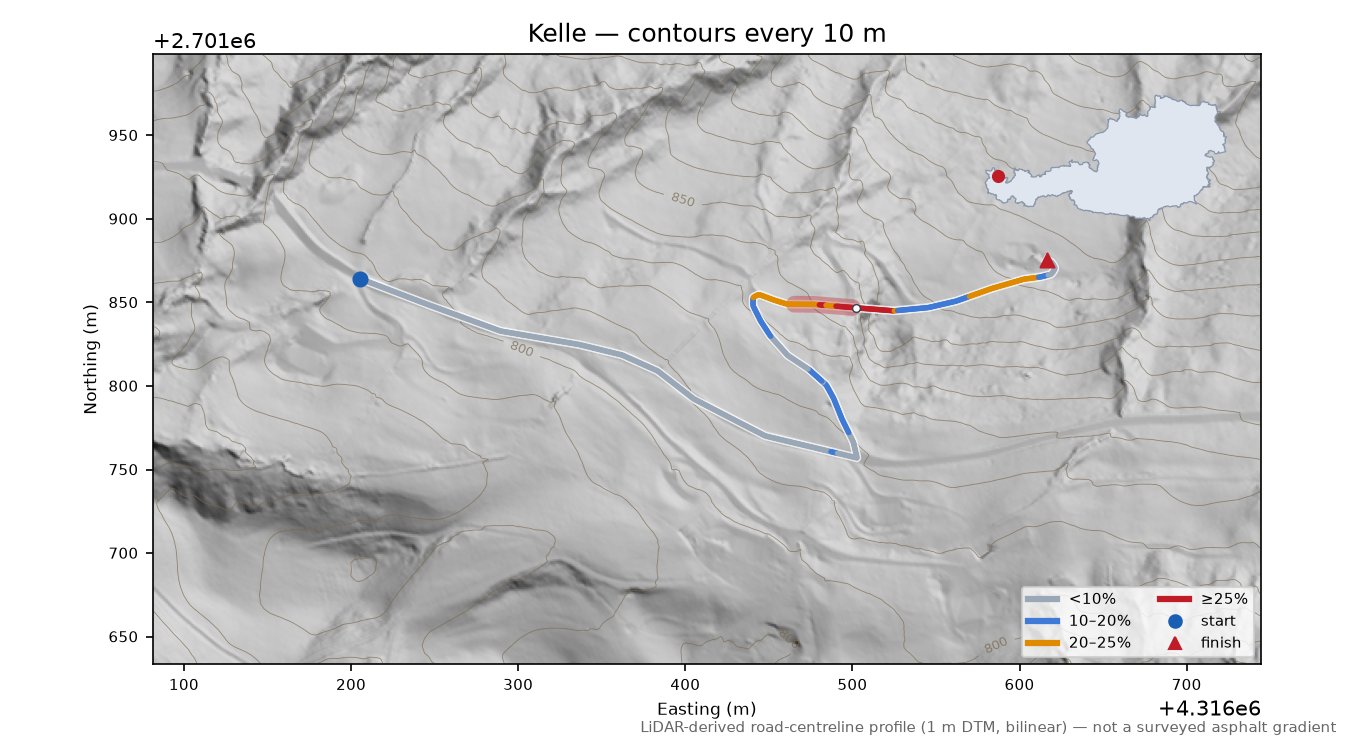 Kelle LiDAR hillshade map with contours