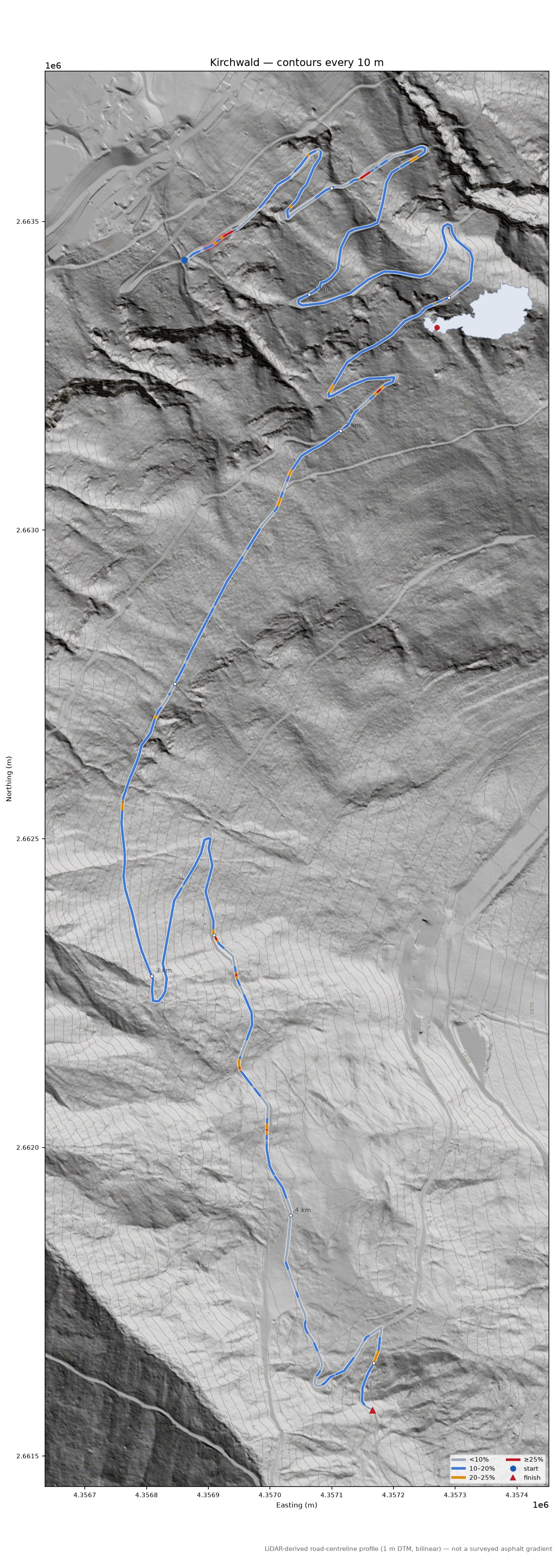 Kirchwald LiDAR hillshade map with contours