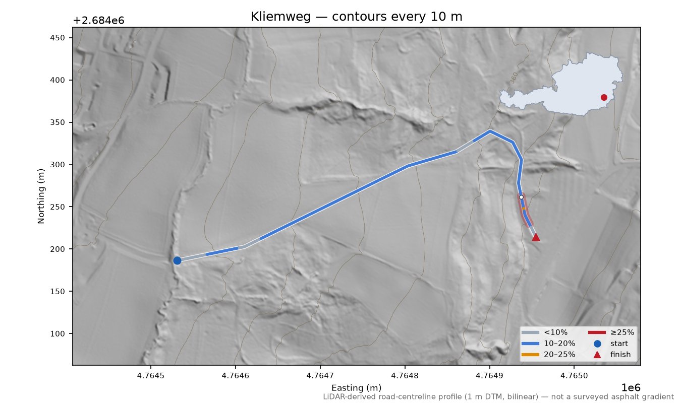 Kliemweg LiDAR hillshade map with contours