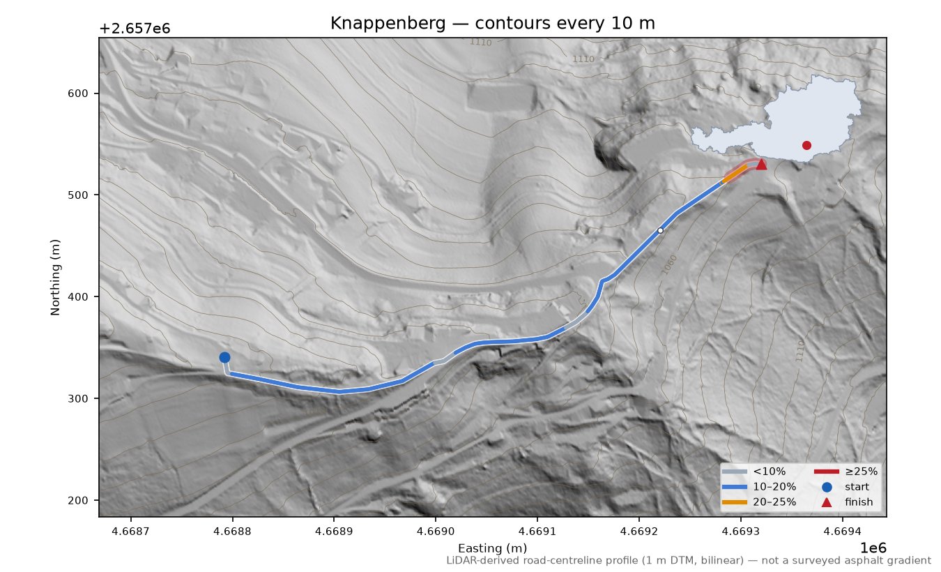 Knappenberg LiDAR hillshade map with contours