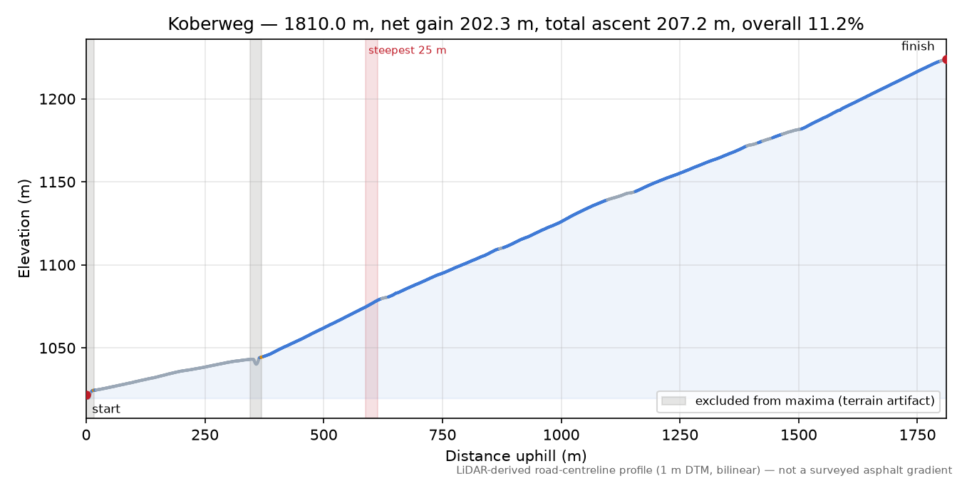 Koberweg elevation profile