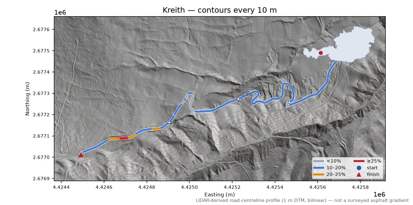 Kreith LiDAR hillshade map with contours