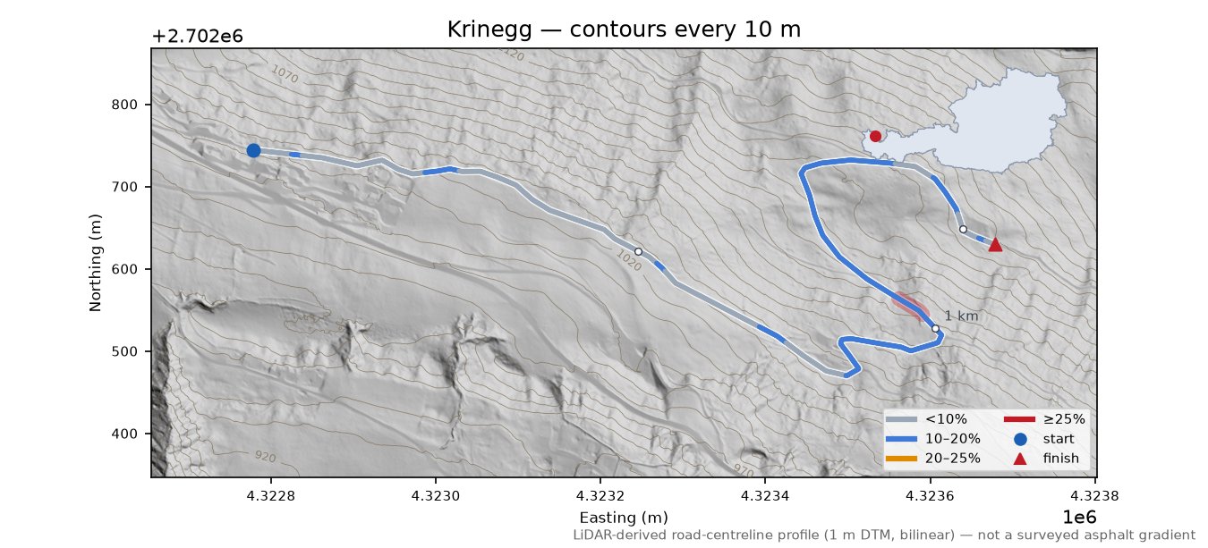 Krinegg LiDAR hillshade map with contours