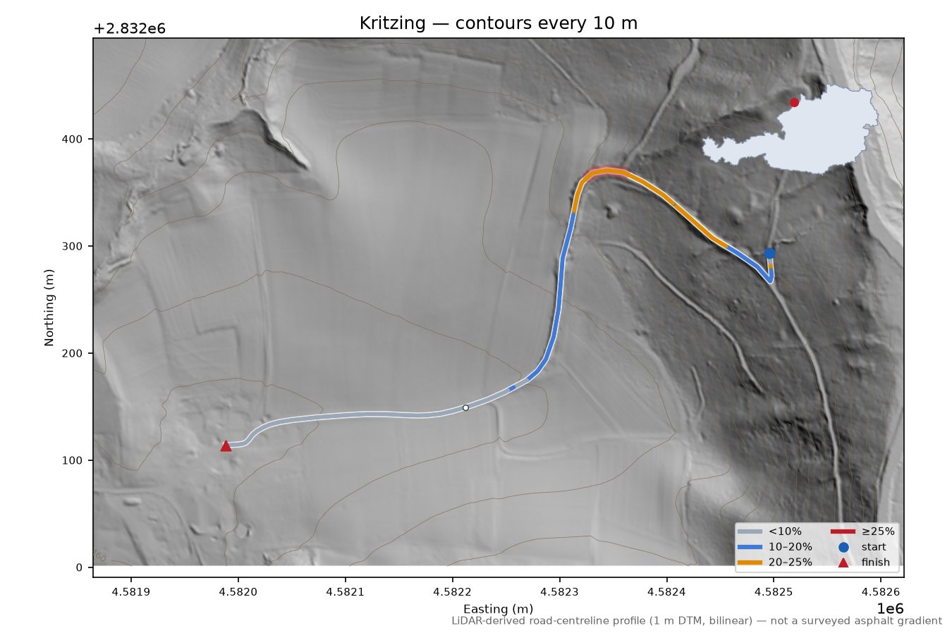 Kritzing LiDAR hillshade map with contours