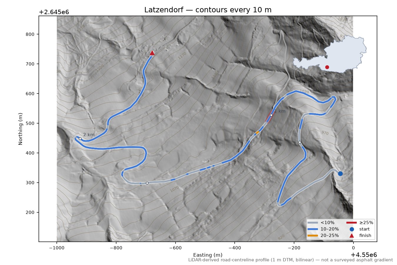 Latzendorf LiDAR hillshade map with contours