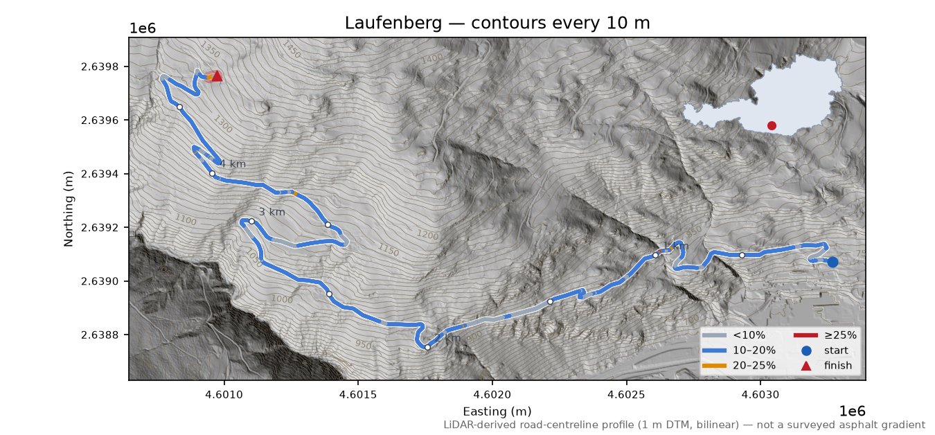 Laufenberg LiDAR hillshade map with contours