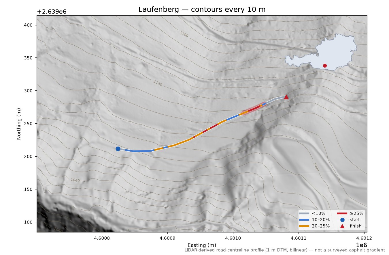 Laufenberg LiDAR hillshade map with contours