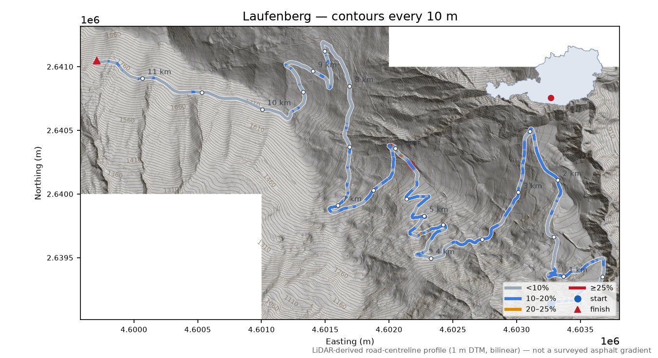Laufenberg LiDAR hillshade map with contours