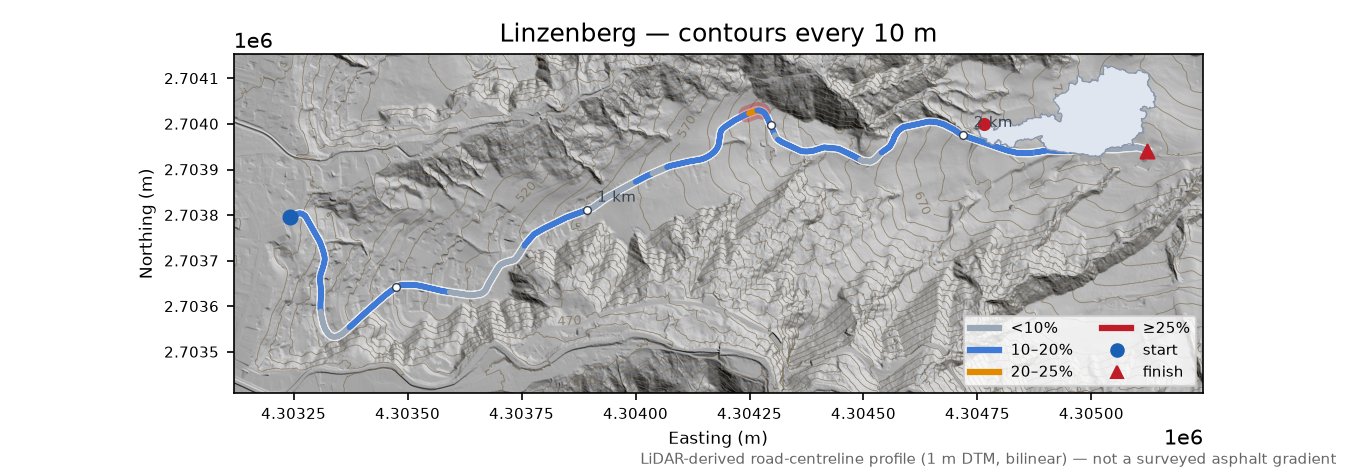 Linzenberg LiDAR hillshade map with contours