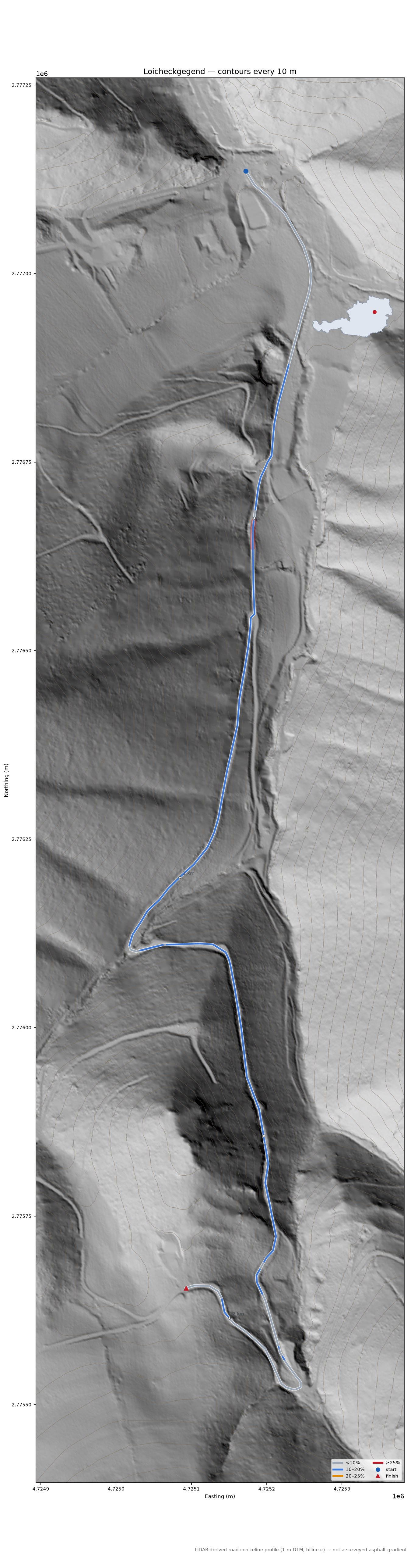 Loicheckgegend LiDAR hillshade map with contours