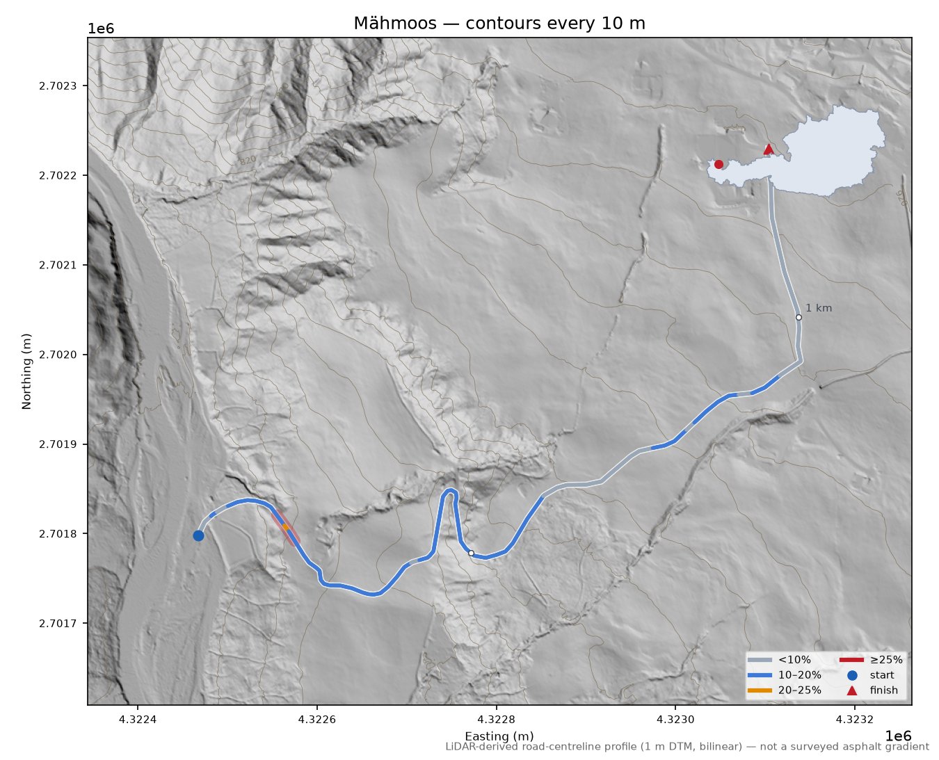 Mähmoos LiDAR hillshade map with contours