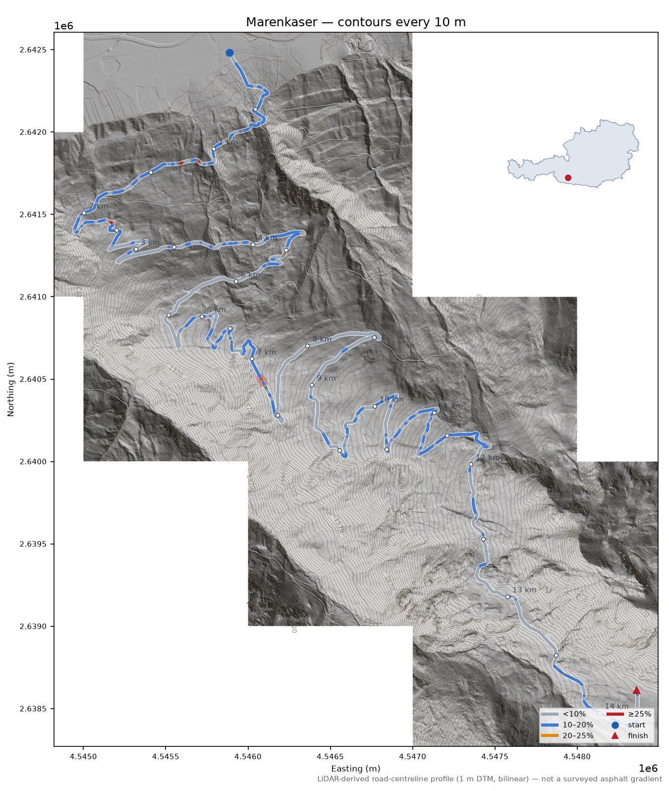 Marenkaser LiDAR hillshade map with contours
