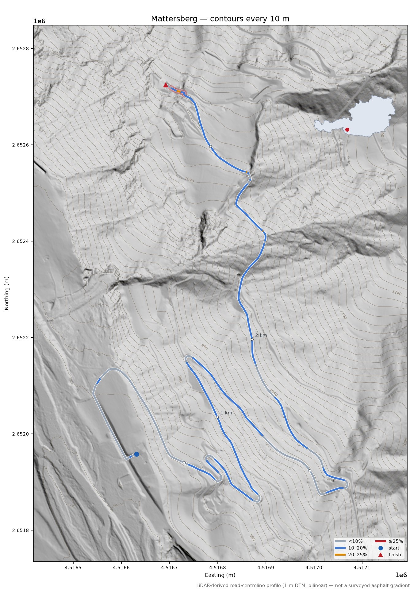 Mattersberg LiDAR hillshade map with contours