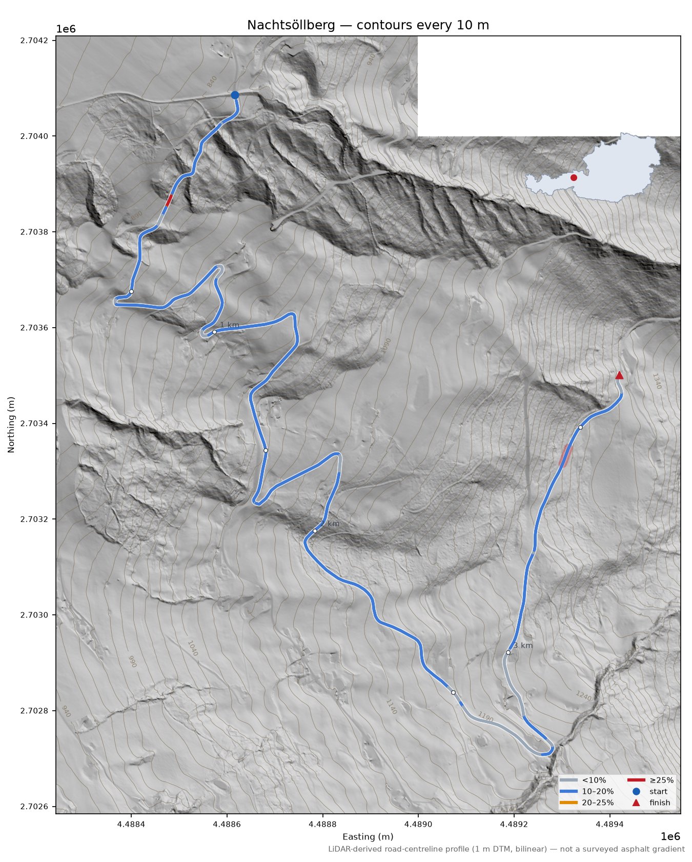 Nachtsöllberg LiDAR hillshade map with contours
