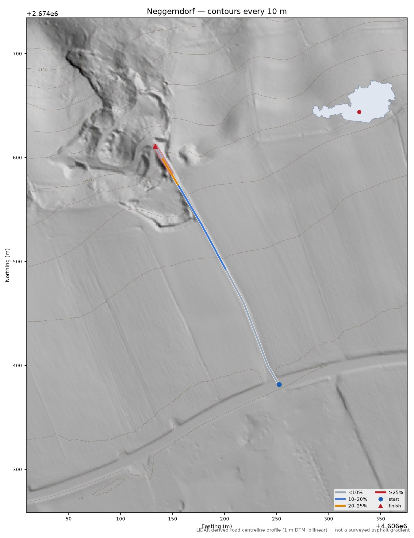 Neggerndorf LiDAR hillshade map with contours