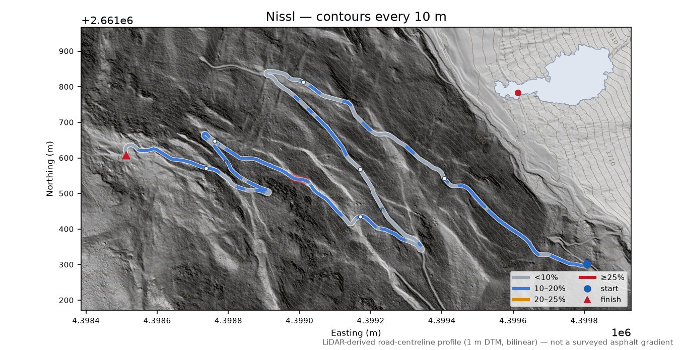 Nissl LiDAR hillshade map with contours