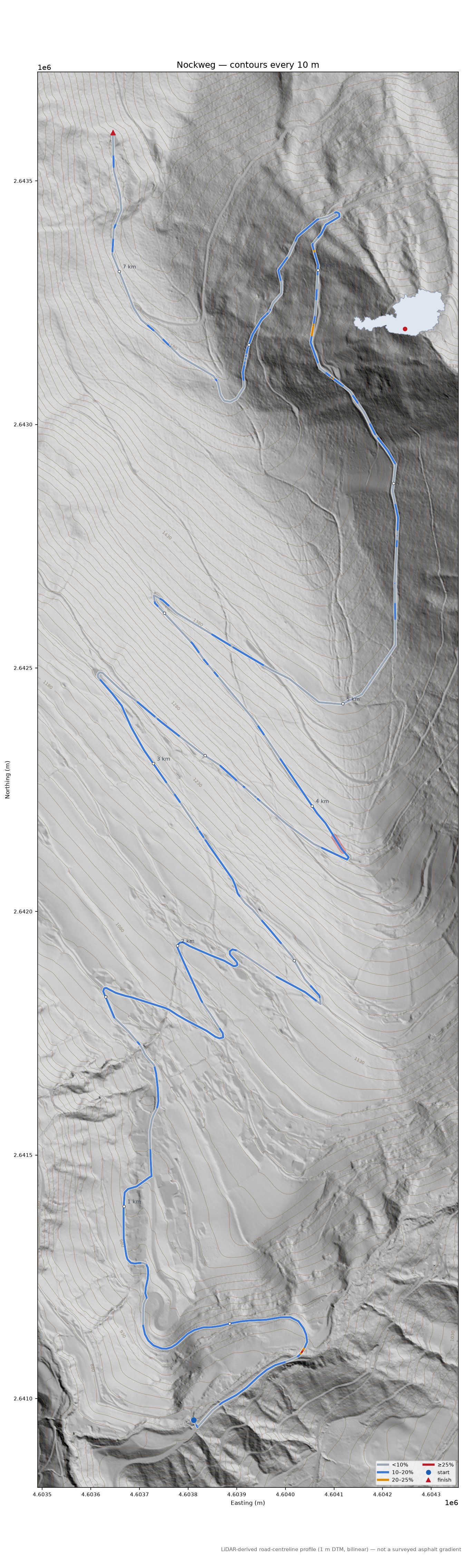 Nockweg LiDAR hillshade map with contours