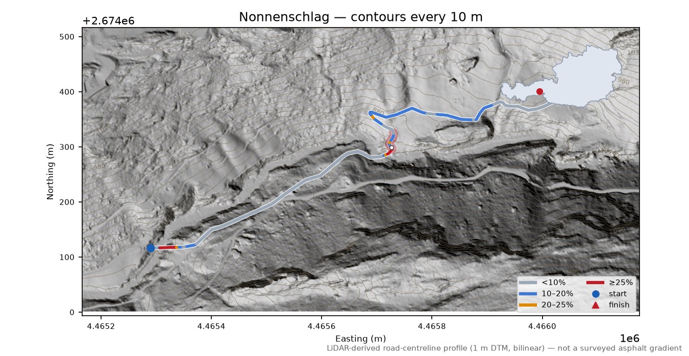 Nonnenschlag LiDAR hillshade map with contours