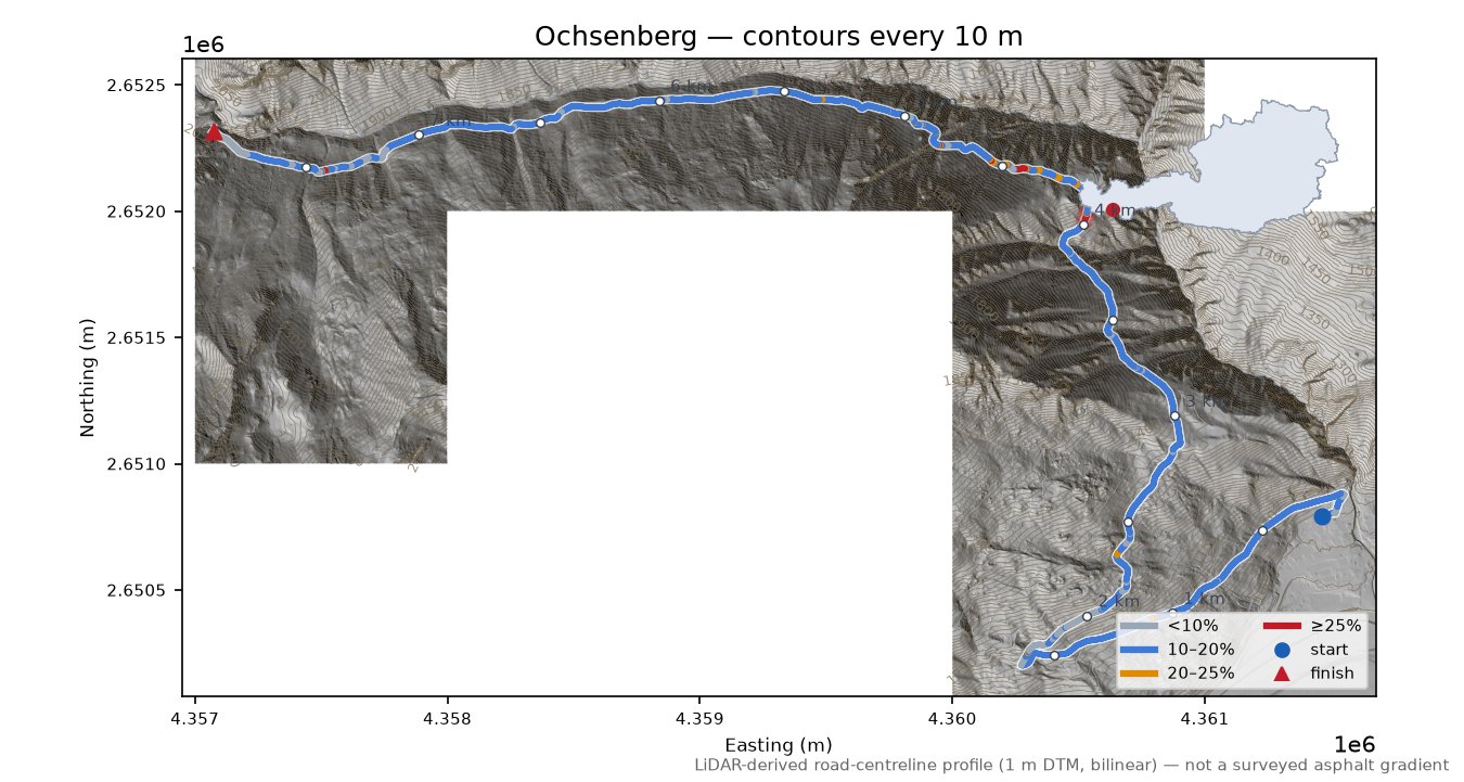 Ochsenberg LiDAR hillshade map with contours