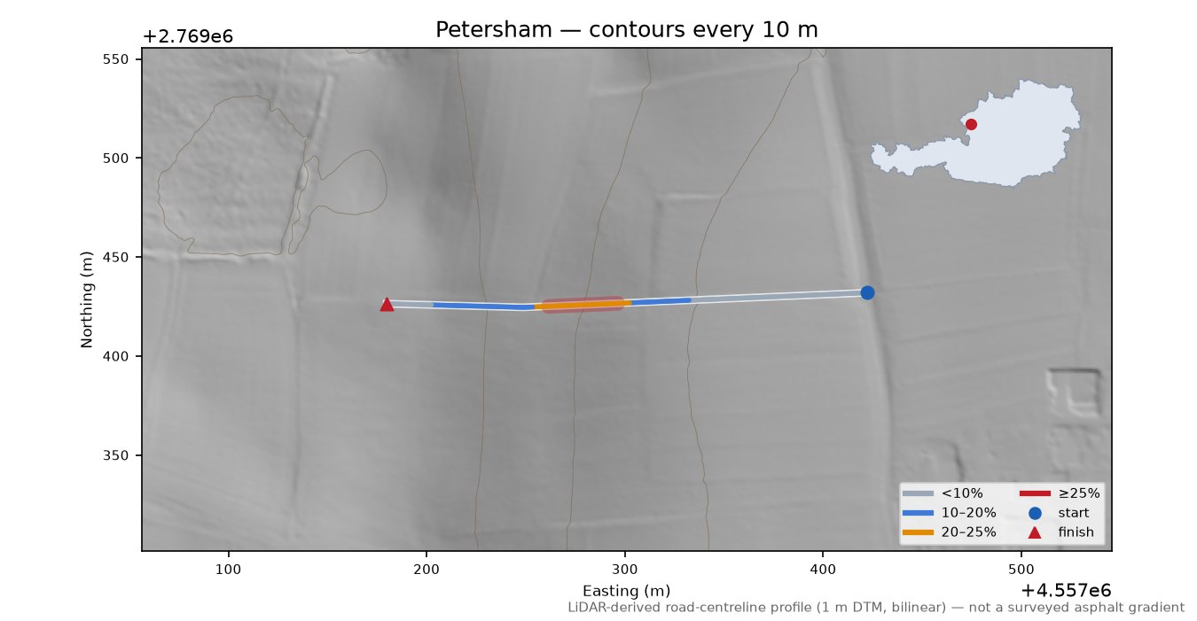 Petersham LiDAR hillshade map with contours