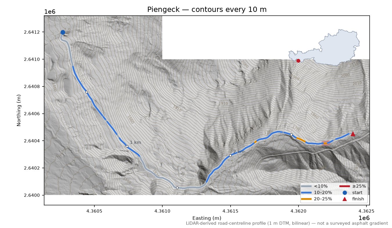 Piengeck LiDAR hillshade map with contours