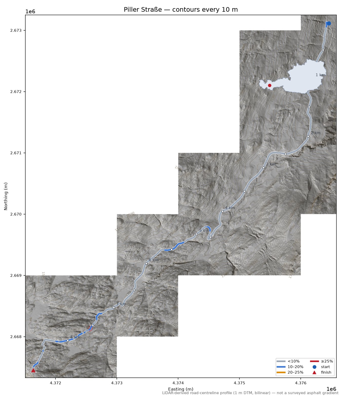 Piller Höhe (east side) LiDAR hillshade map with contours