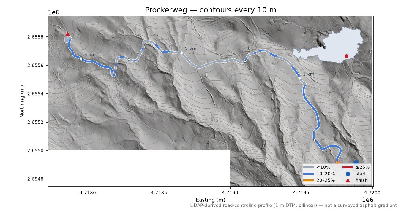 Prockerweg LiDAR hillshade map with contours