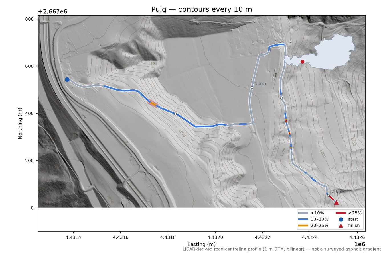 Puig LiDAR hillshade map with contours