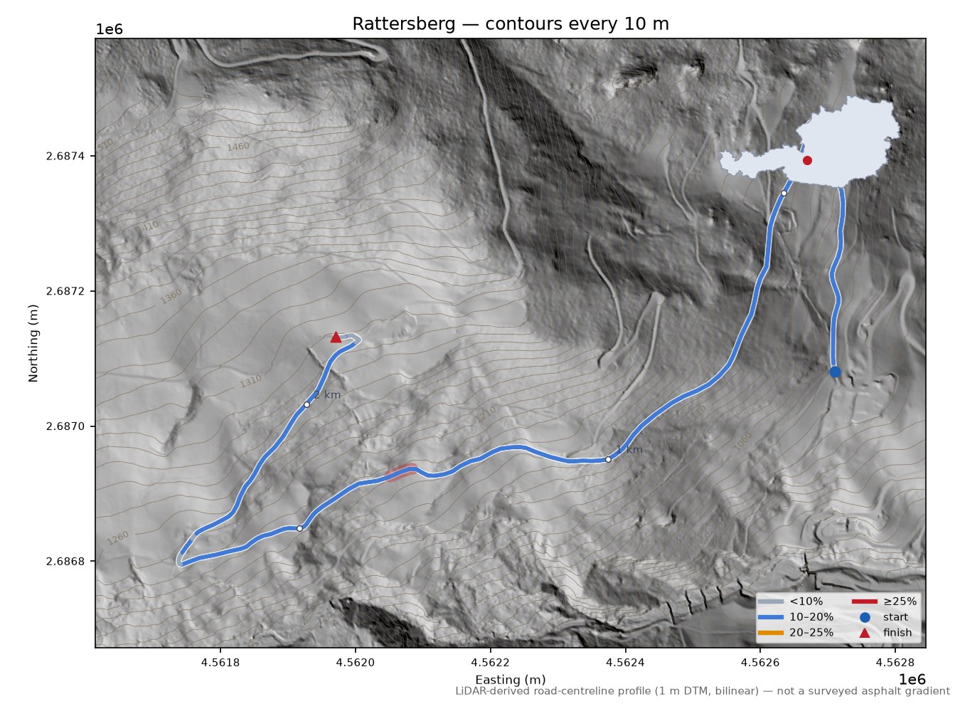 Rattersberg LiDAR hillshade map with contours
