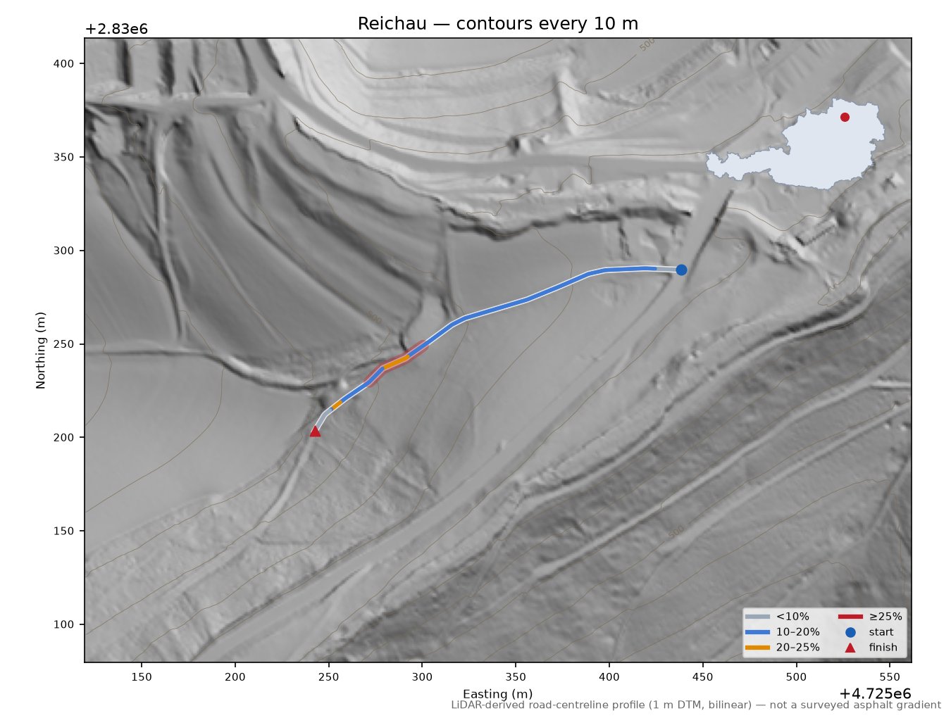 Reichau LiDAR hillshade map with contours