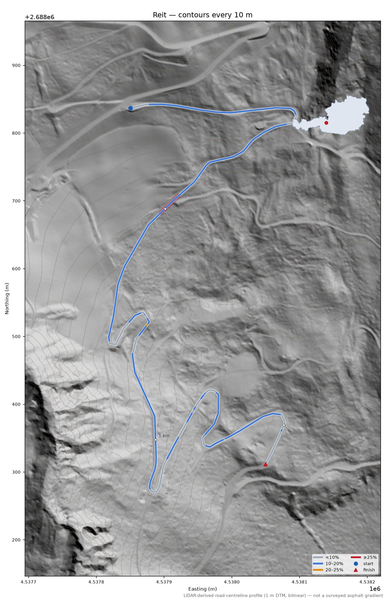 Reit LiDAR hillshade map with contours