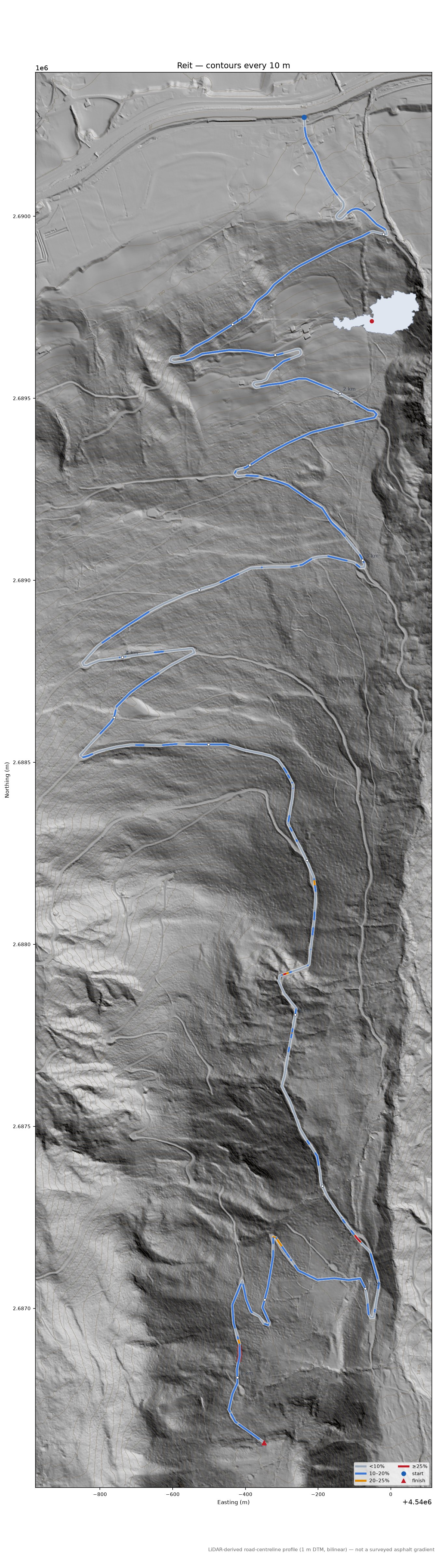 Reit LiDAR hillshade map with contours