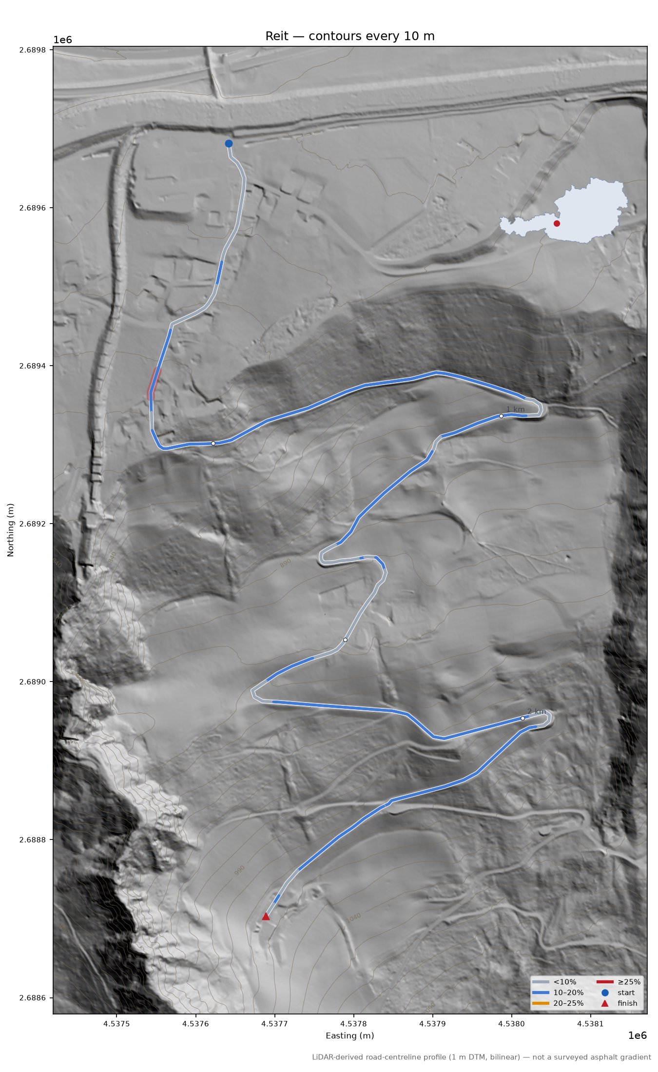 Reit LiDAR hillshade map with contours