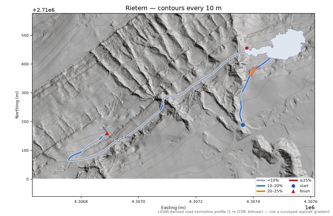 Rietern LiDAR hillshade map with contours