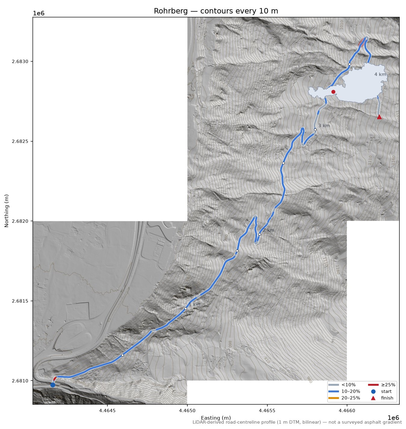Rohrberg LiDAR hillshade map with contours