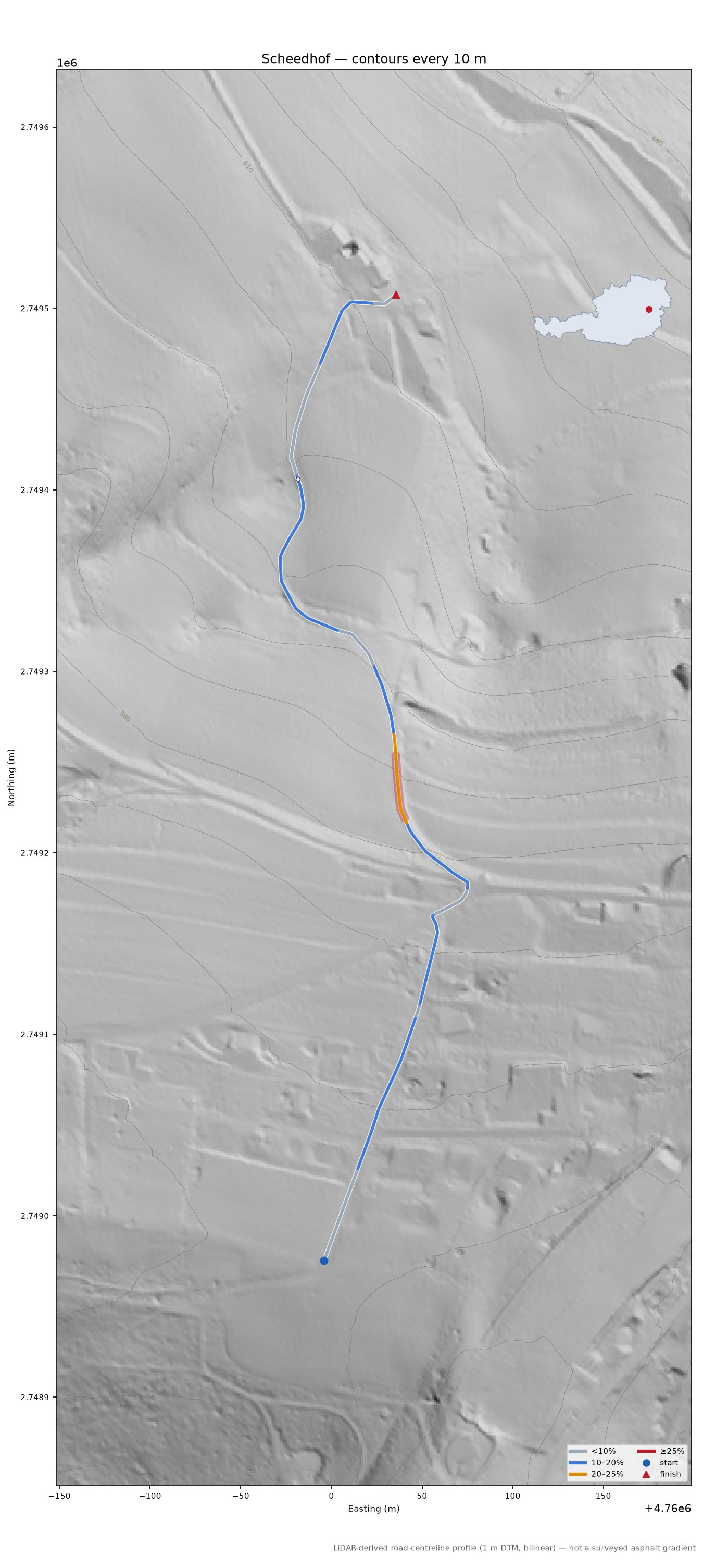 Scheedhof LiDAR hillshade map with contours