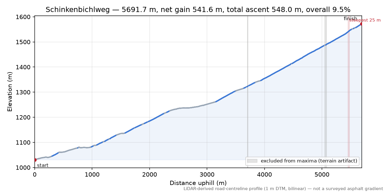 Schinkenbichlweg elevation profile