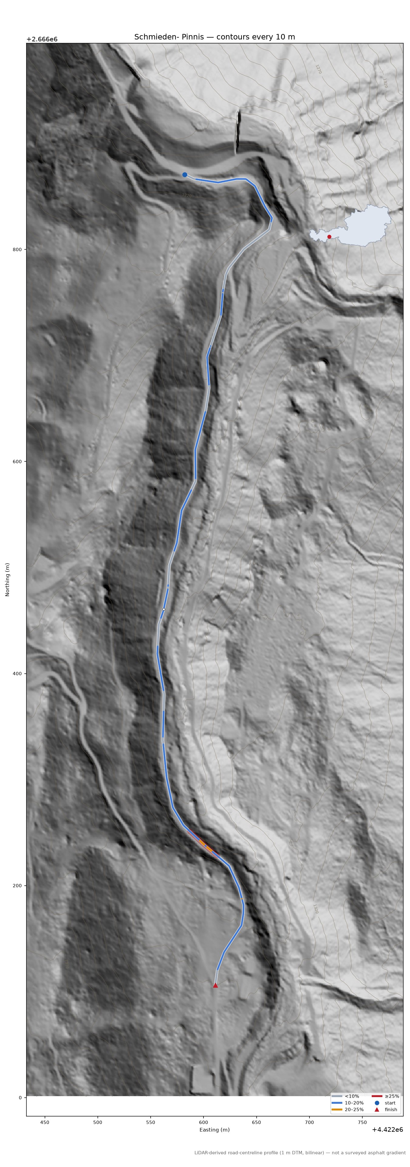 Schmieden- Pinnis LiDAR hillshade map with contours