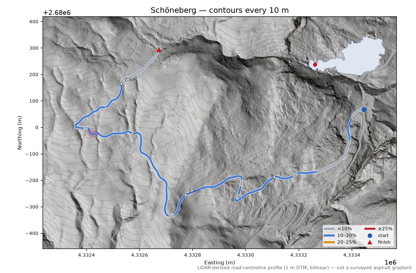 Schöneberg LiDAR hillshade map with contours