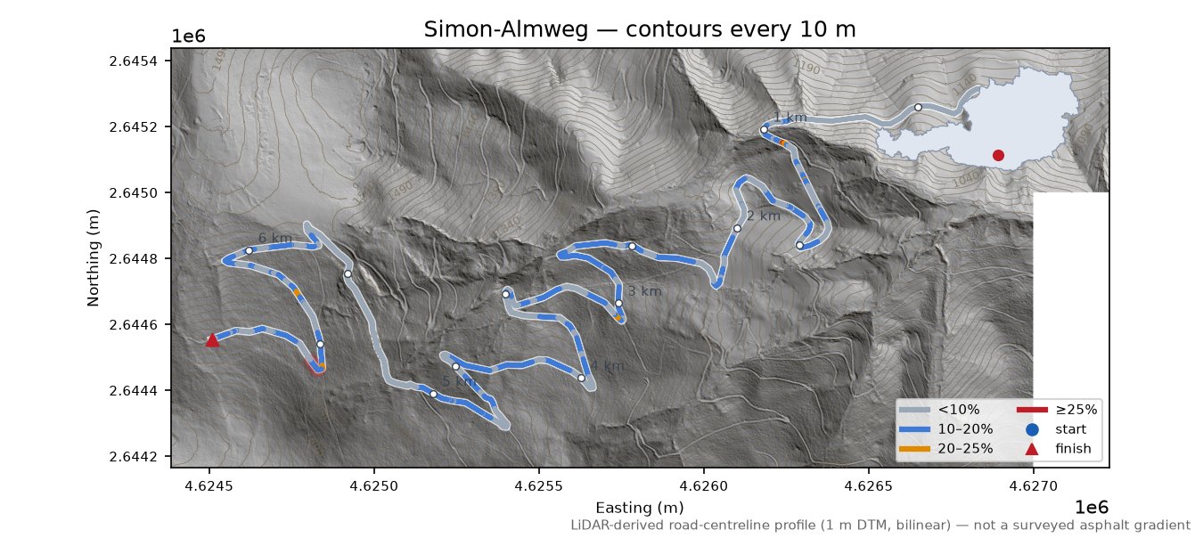 Simon-Almweg LiDAR hillshade map with contours
