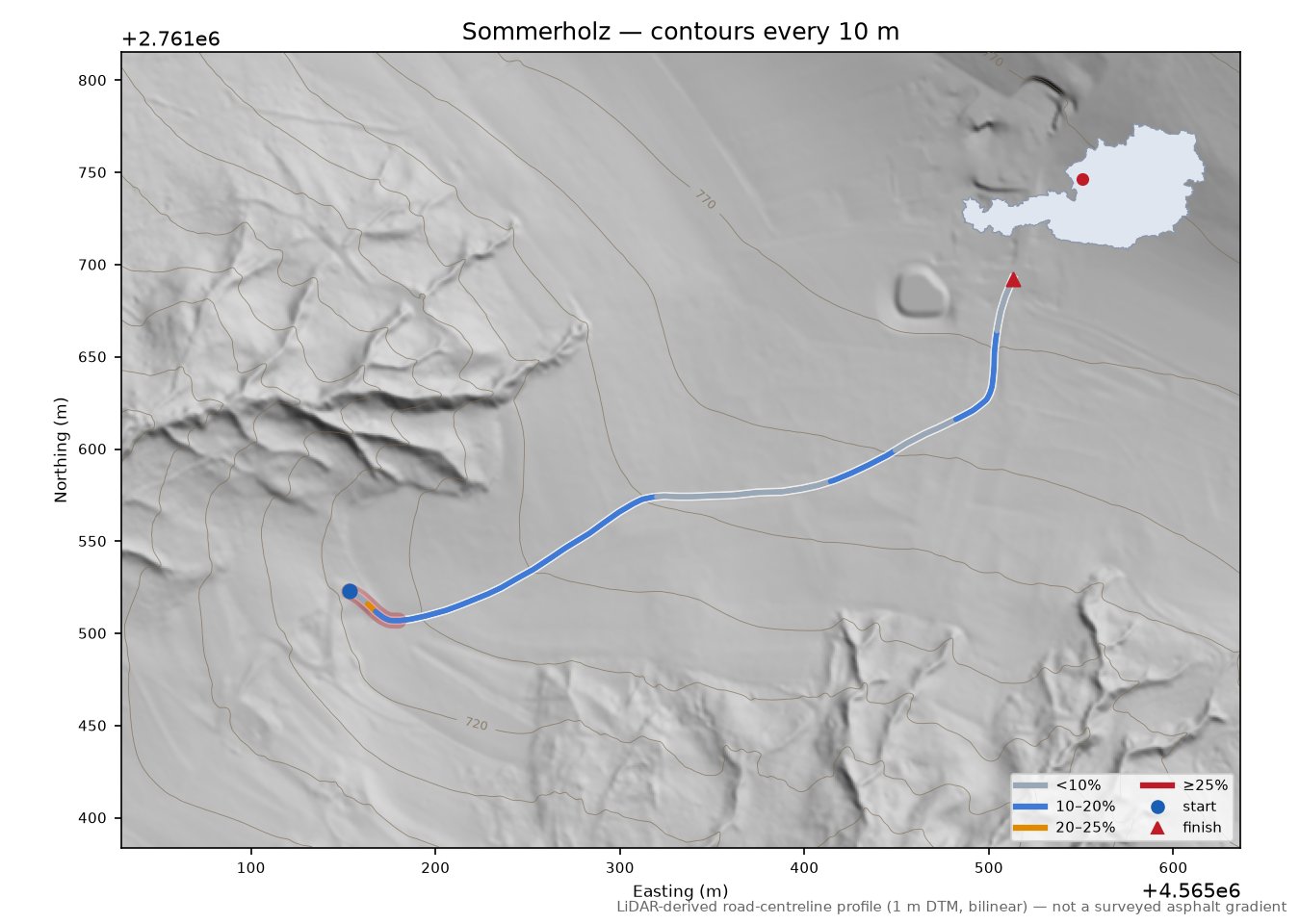 Sommerholz LiDAR hillshade map with contours