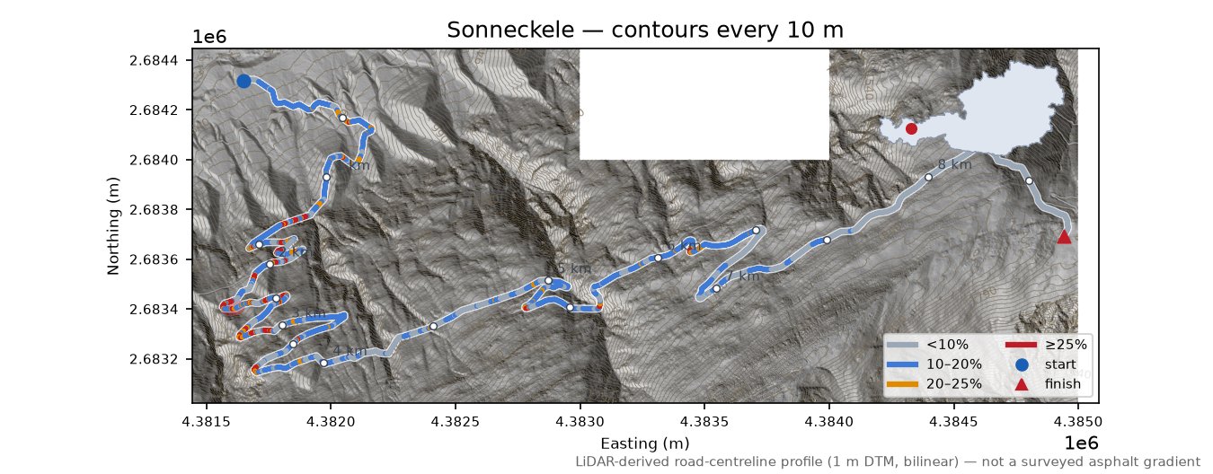 Sonneckele LiDAR hillshade map with contours