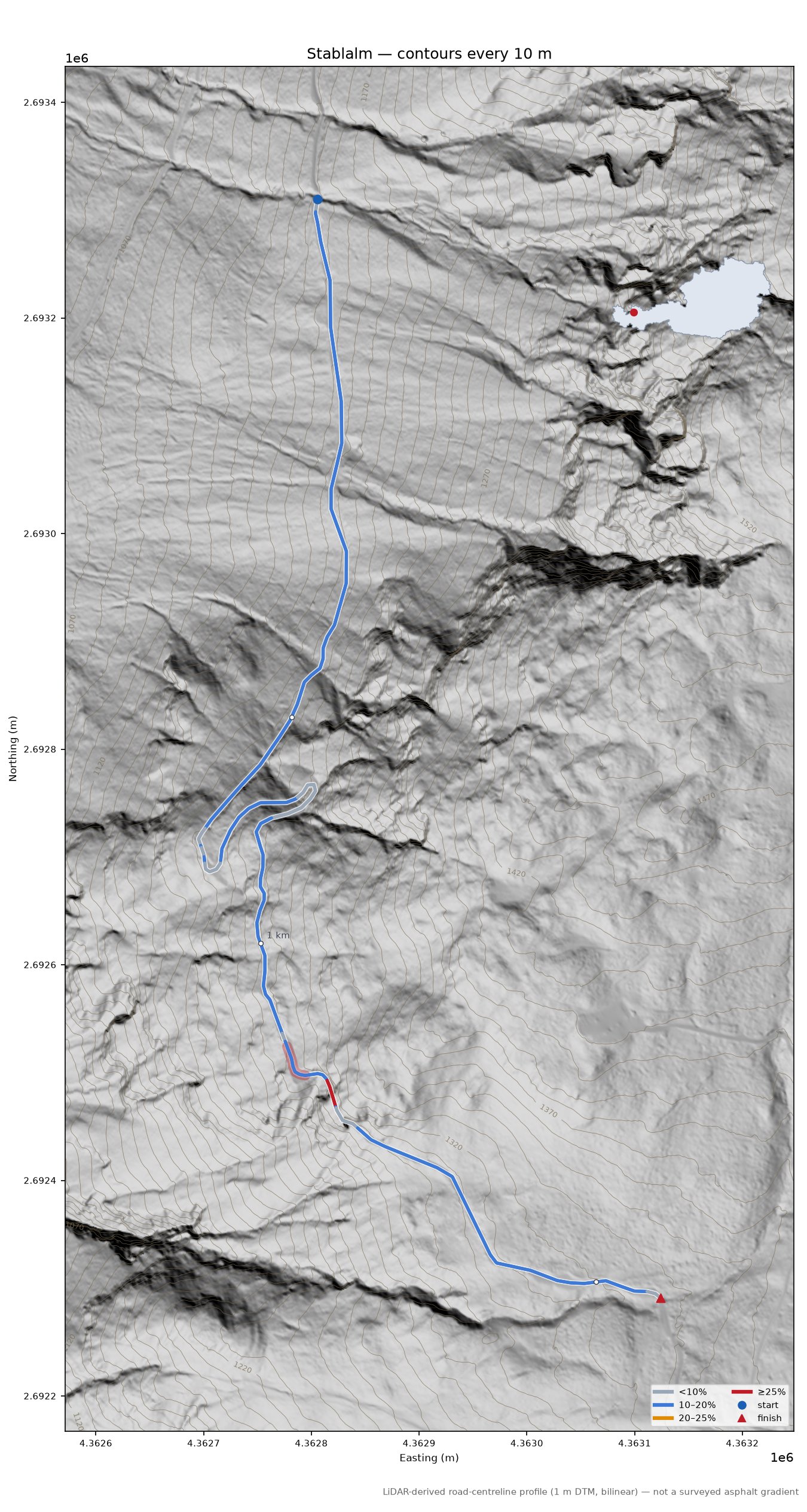 Stablalm LiDAR hillshade map with contours